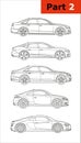 Set of contour models of cars part 2. Royalty Free Stock Photo